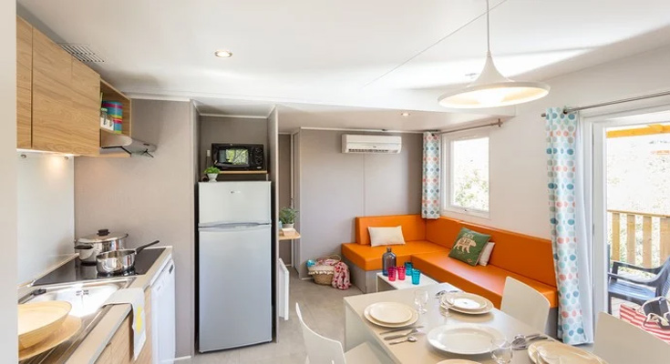 espace de vie du mobil-home Premium